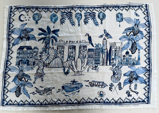 'Singapore Celebration' Linen Tea Towel