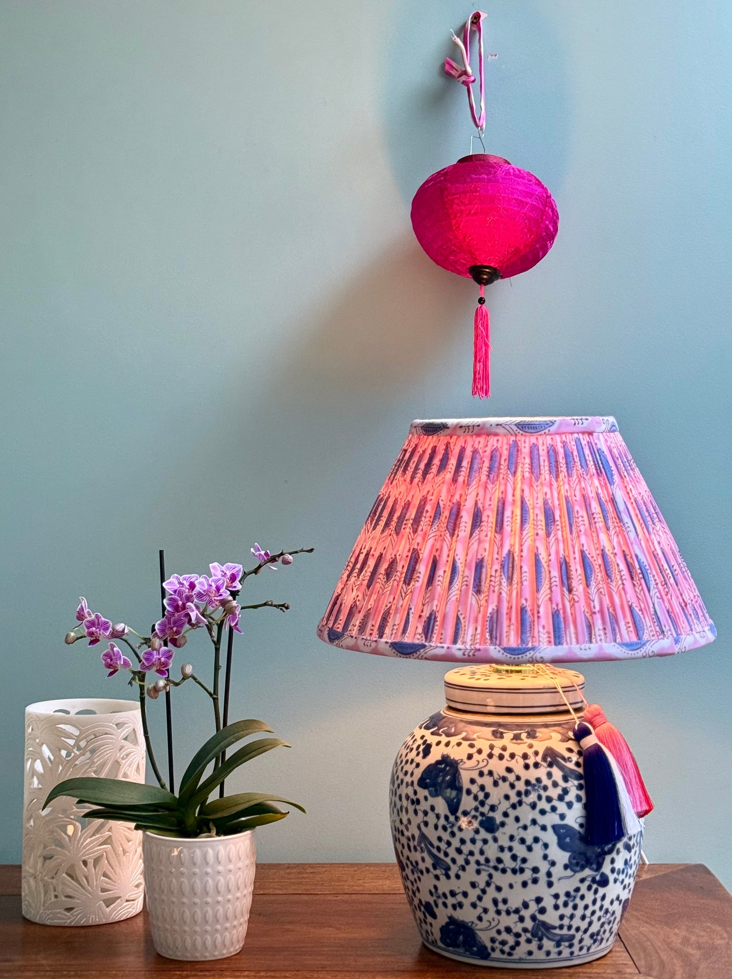 Butterfly Polkadot Ginger Jar Lamp