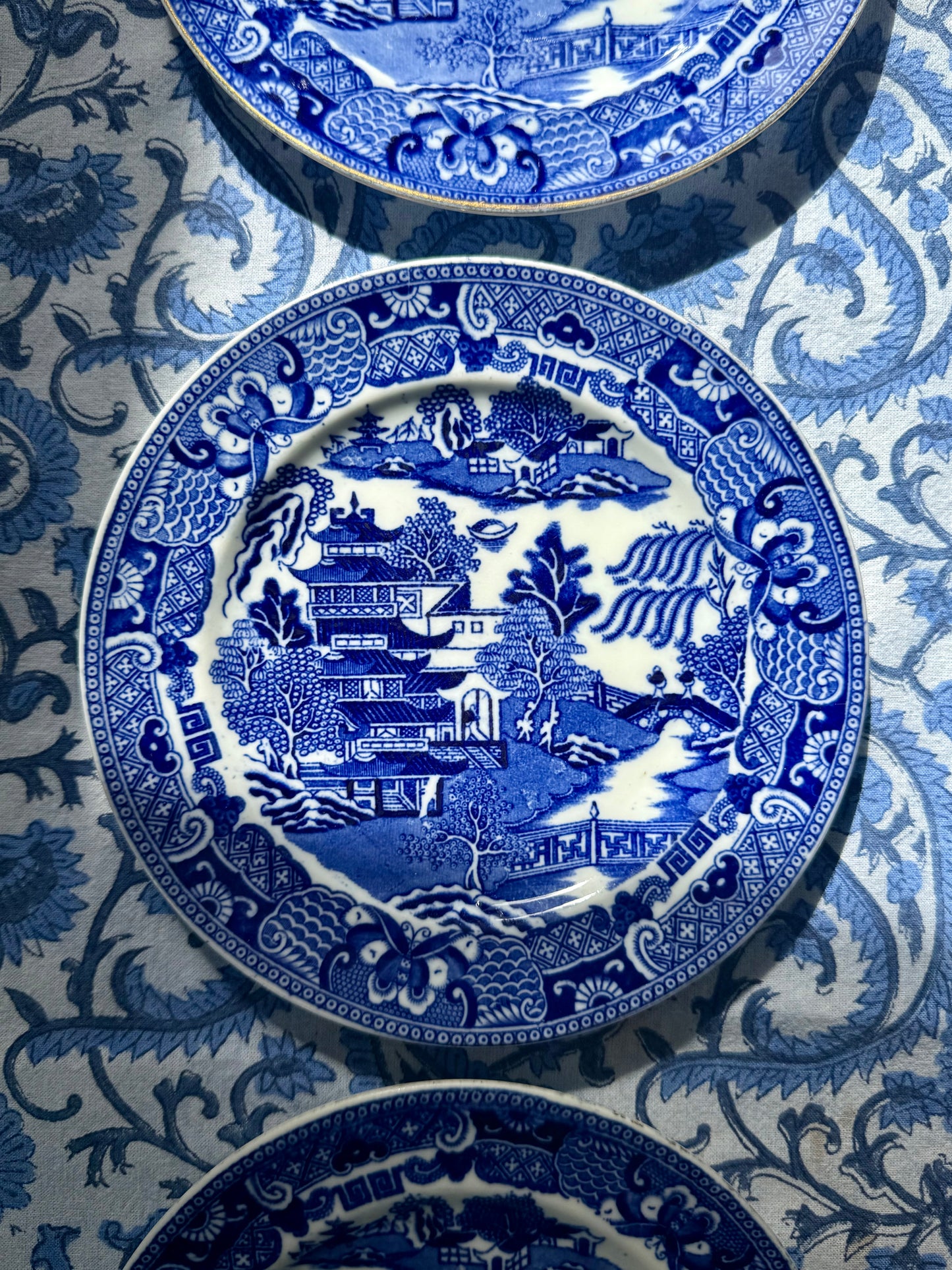 Antique Hammersley & Co. Blue Willow Side Plates