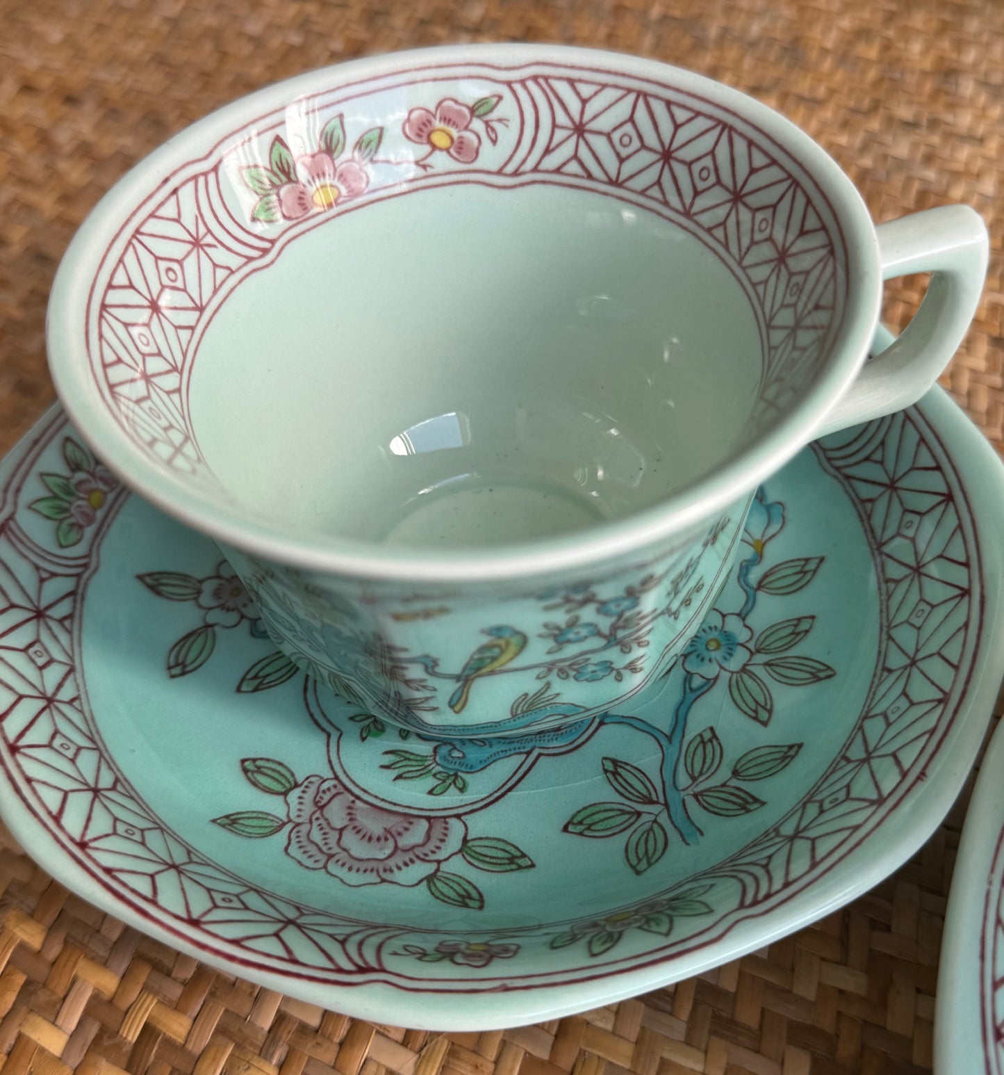 Vintage 'Singapore Bird' Cup & Saucer: set of 2
