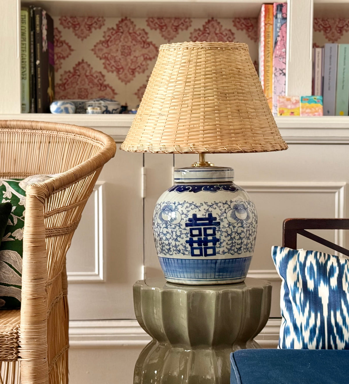 Double Happiness (border) Ginger Jar Lamp