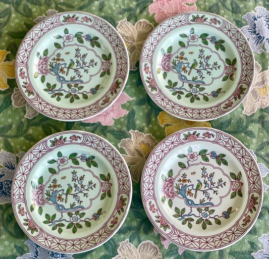Vintage 'Singapore Bird' Side Plates: set of 4
