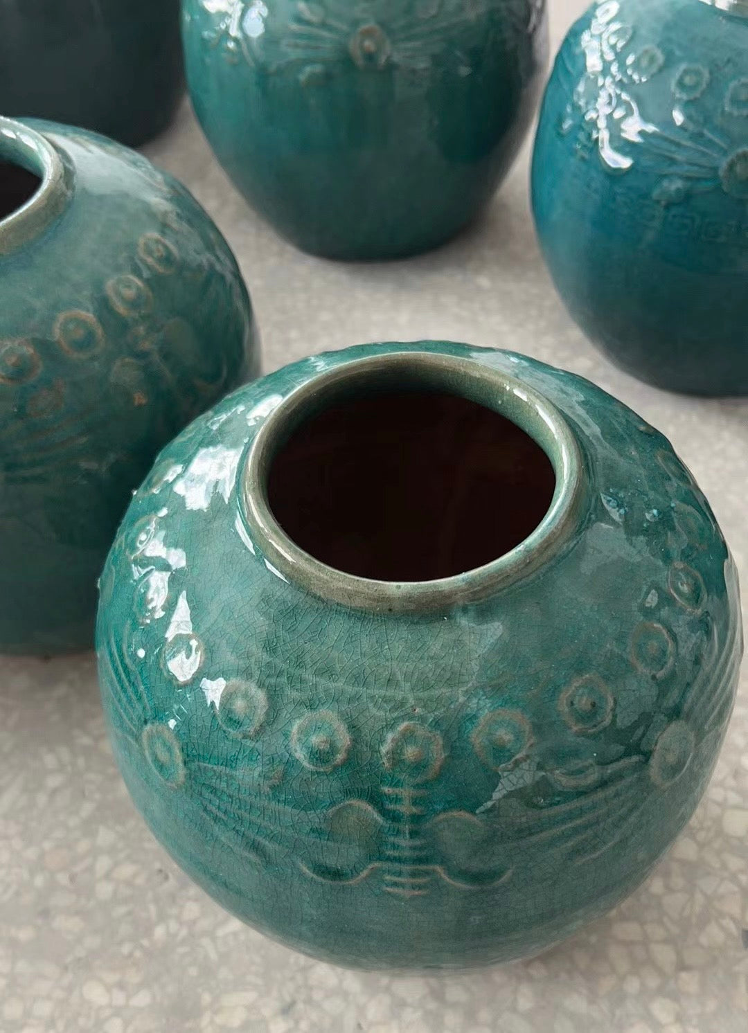 Hunan Jade Floral Relief Ginger Jar
