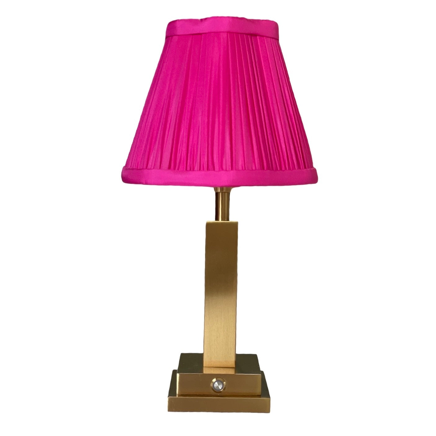Pillar rechargeable lamp (with Magenta silk shade)