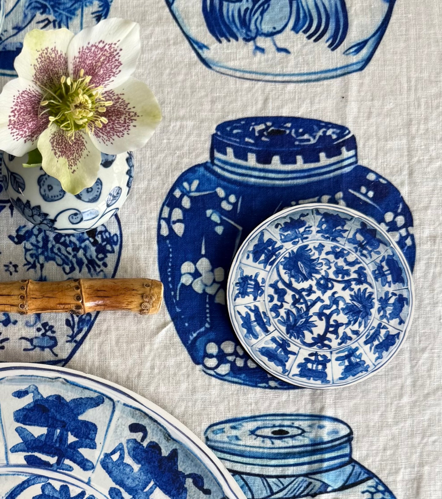 Antique Chinese Plates Coaster Set - Blue & White