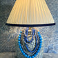 White Silk with Navy Velvet Lamp Shade