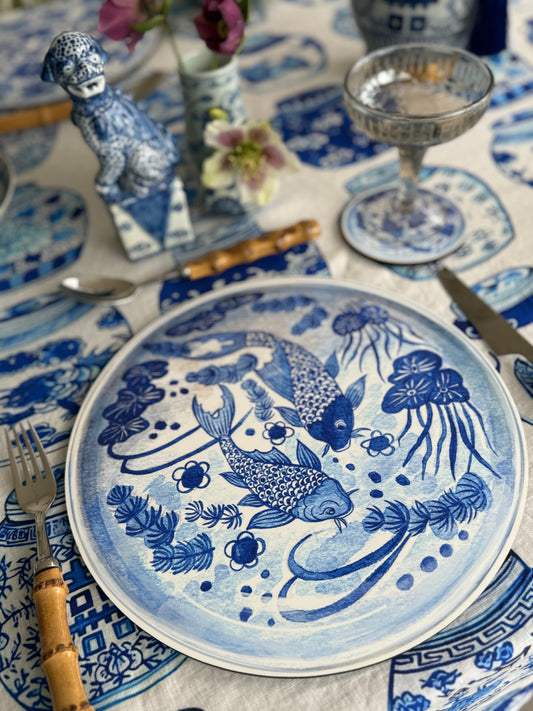 Antique Chinese Plates Placemat Set - Blue & White