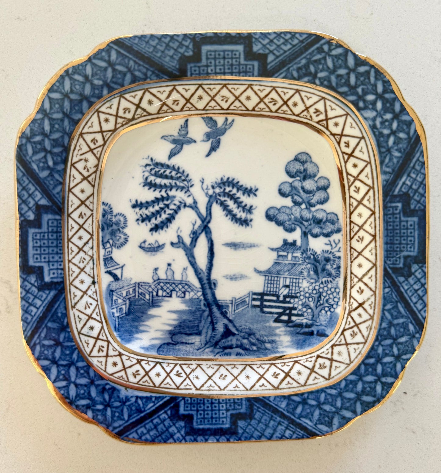 Vintage 'Blue Willow' Square Side Plates