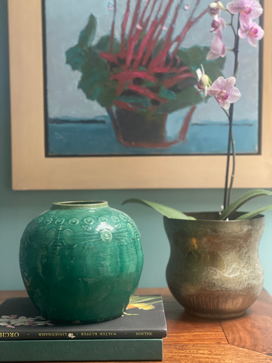 Hunan Jade Floral Relief Ginger Jar