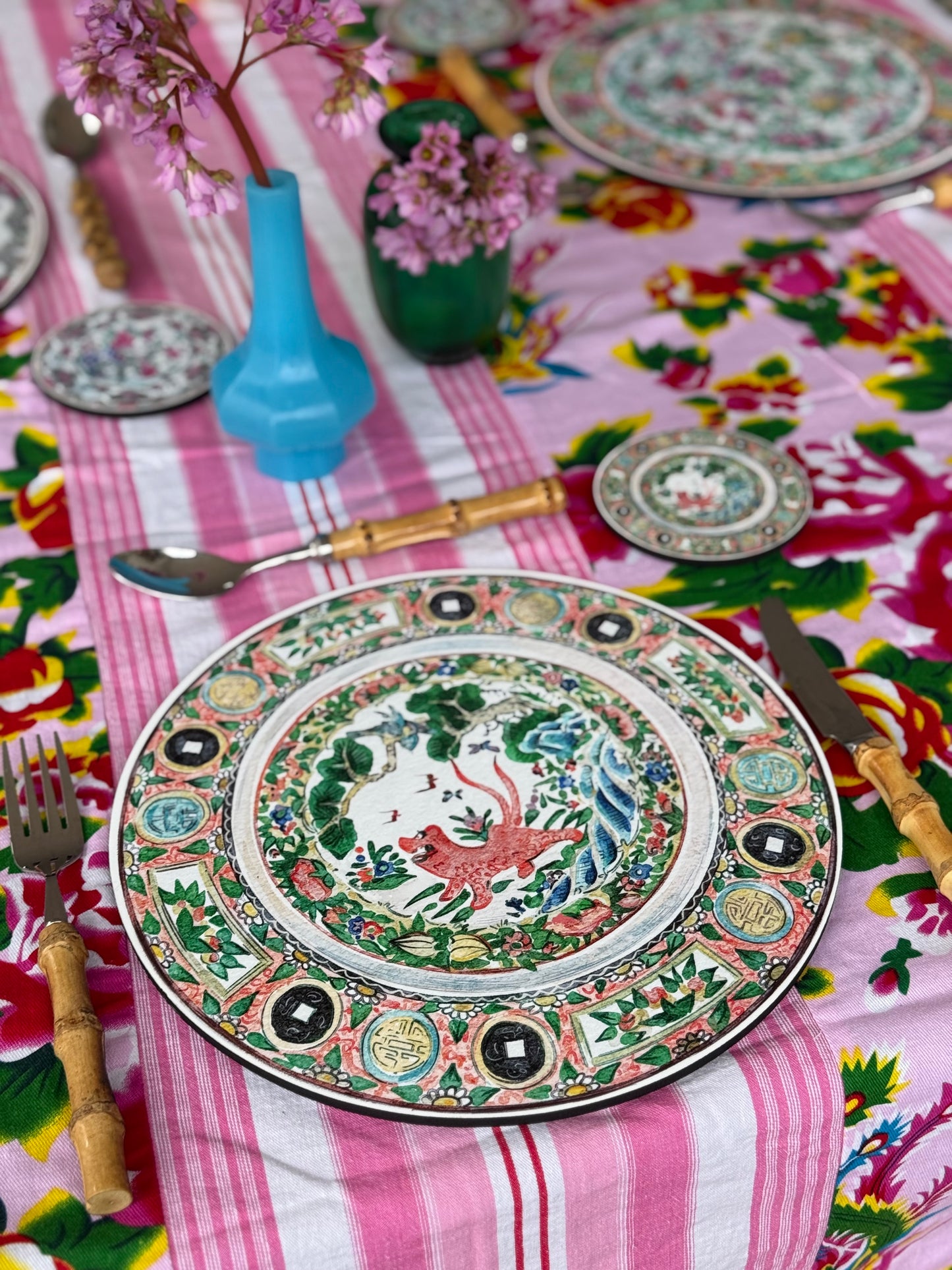Antique Chinese Plates Placemat Set - Coloured