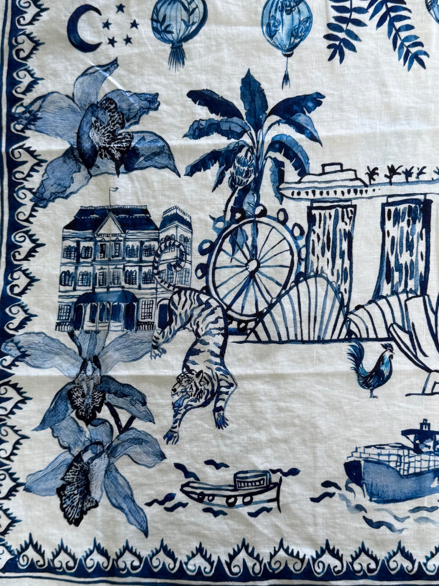 'Singapore Celebration' Linen Tea Towel