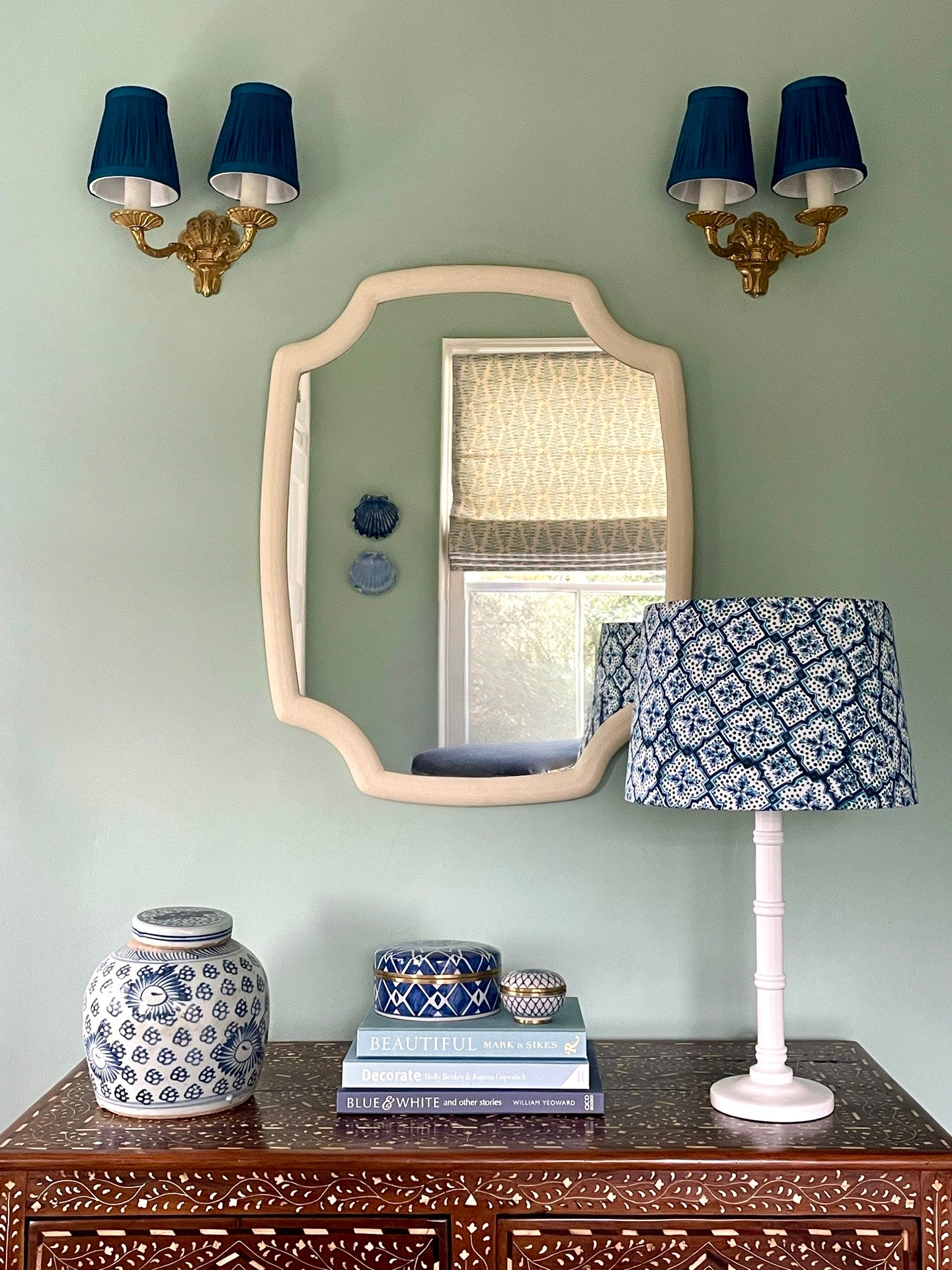 Delphinium Block-Printed [Hardback] Lamp Shade
