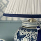 White Silk with Navy Velvet Lamp Shade