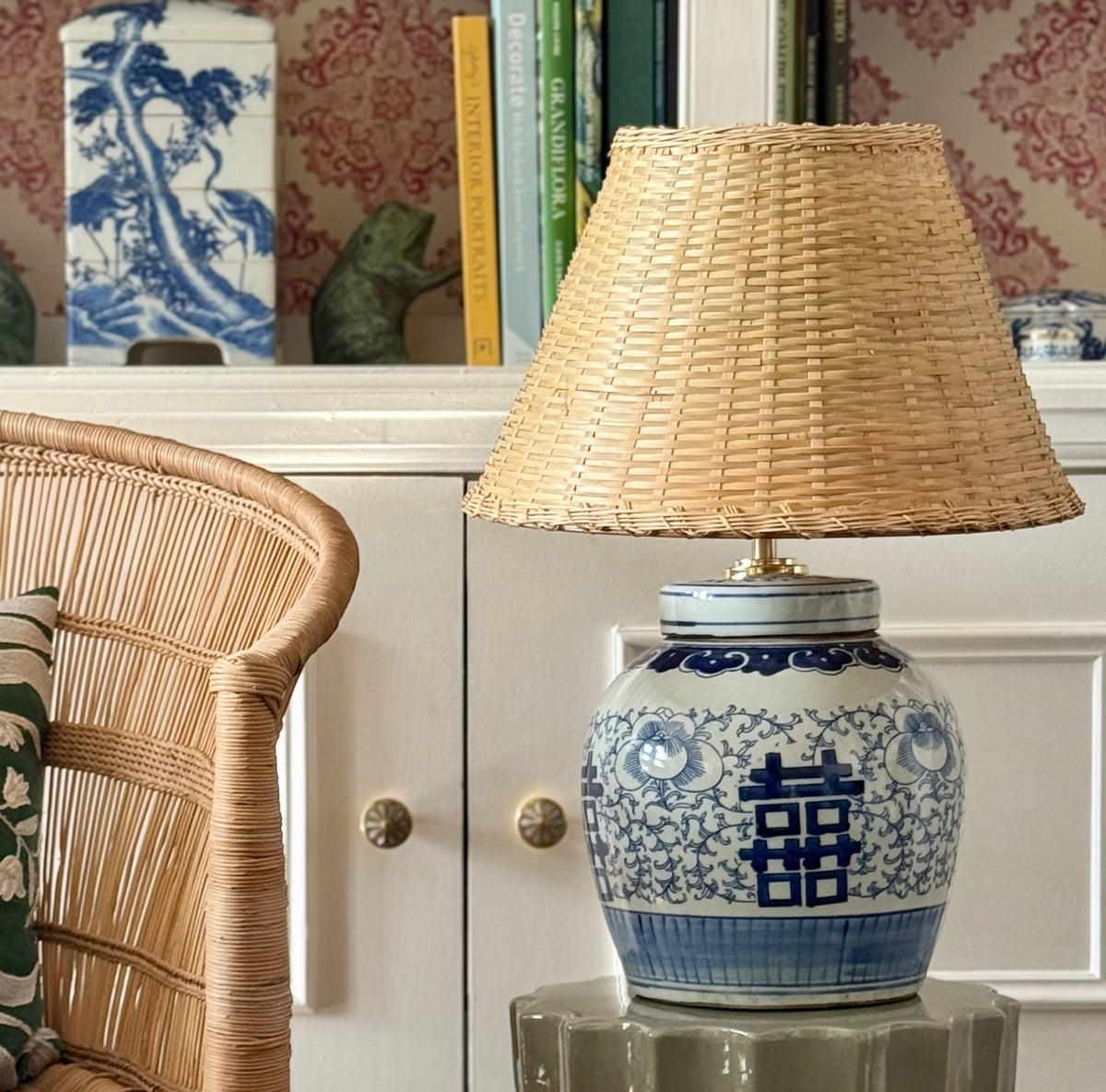 Double Happiness (border) Ginger Jar Lamp