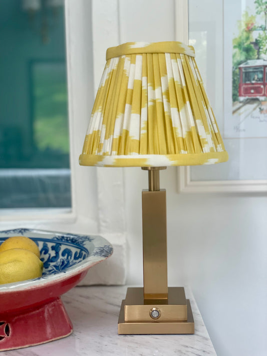 Pillar rechargeable lamp (with Dandelion Ikat shade)