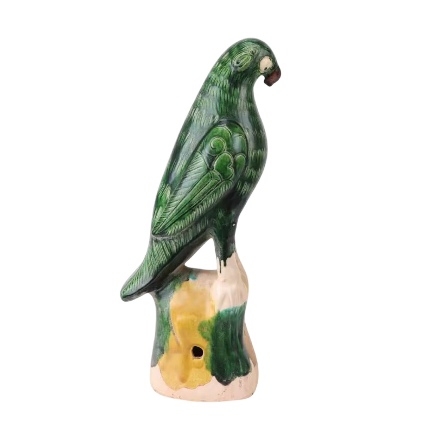 Green Ceramic Parrot Figurines - Pair