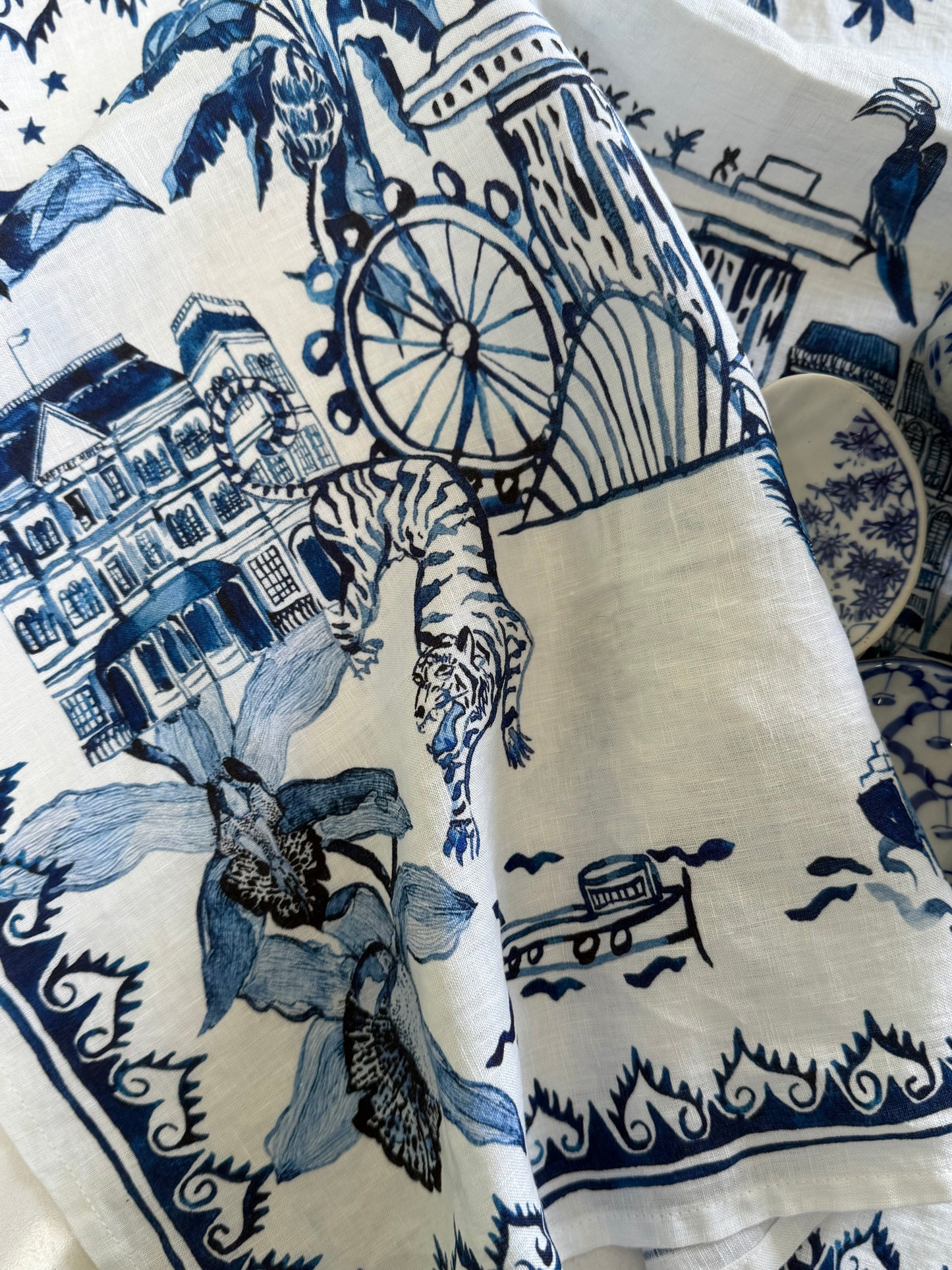 'Singapore Celebration' Linen Tea Towel