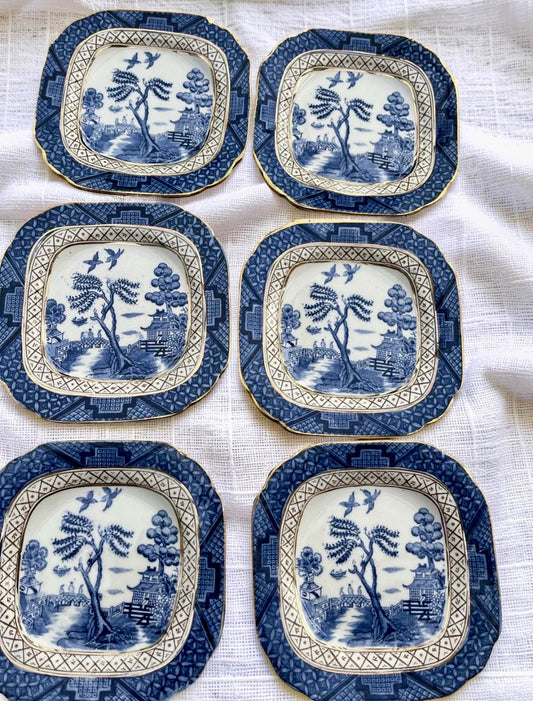 Vintage 'Blue Willow' Square Side Plates