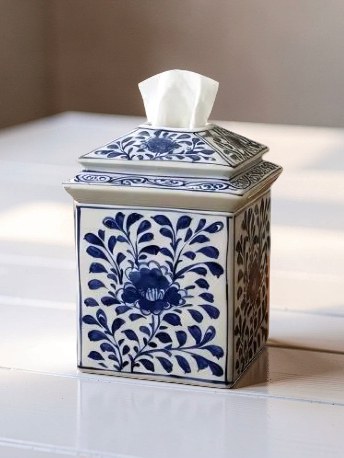 Lotus Flower Ceramic Tissue Box