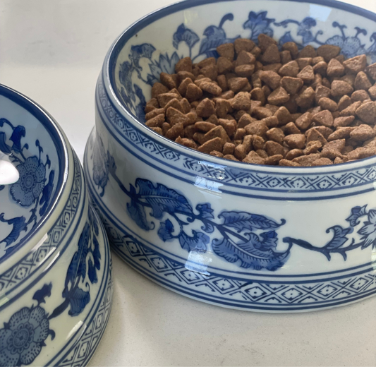 Blue & White Ceramic Pet Bowls