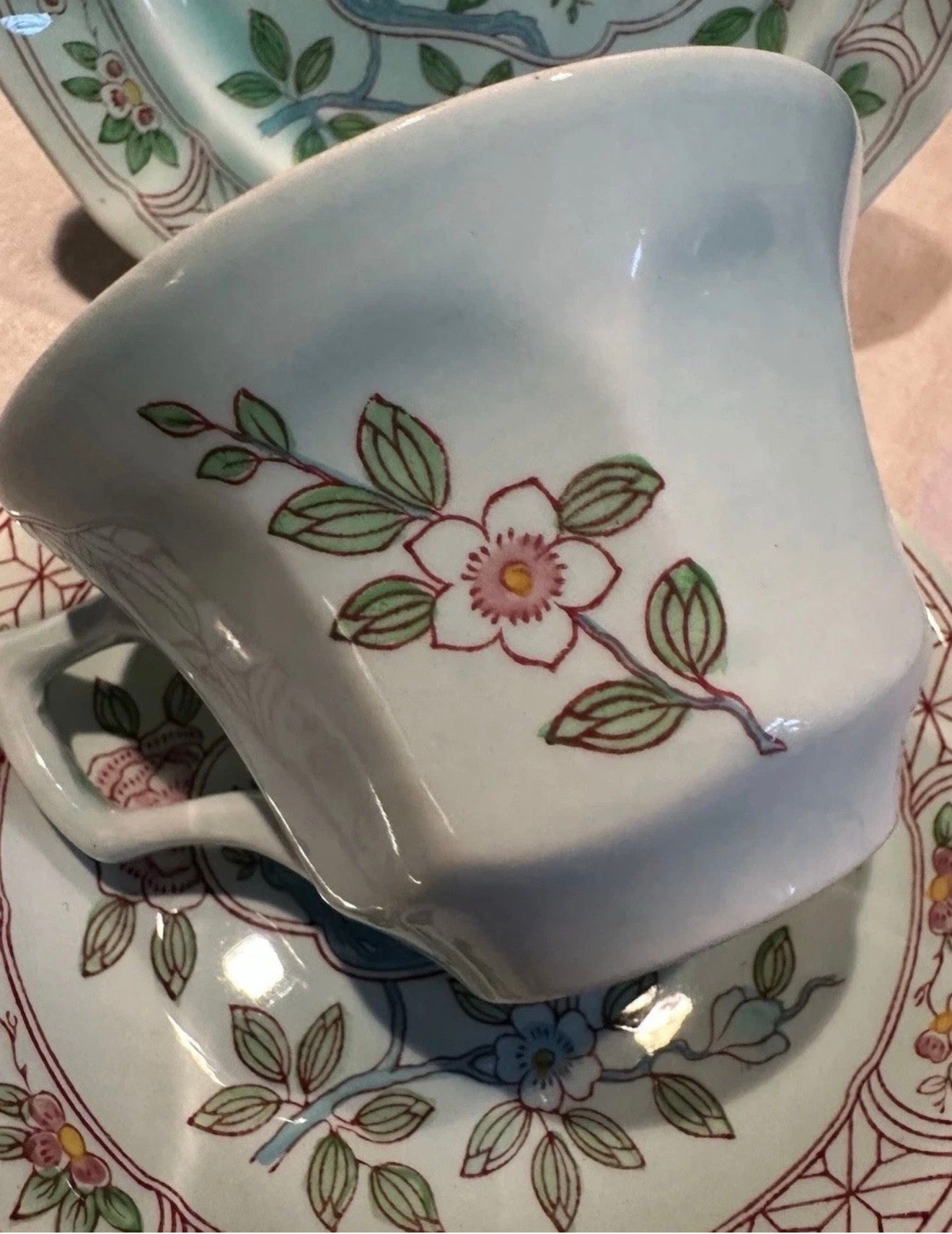 Vintage 'Singapore Bird' Cup & Saucer: set of 2