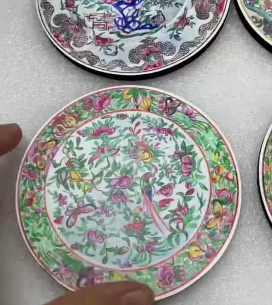 Antique Chinese Plates Coaster Set - Coloured