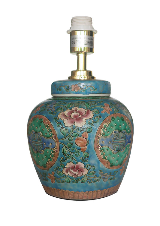 Blue Famille Rose Ginger Jar Table Lamp Base