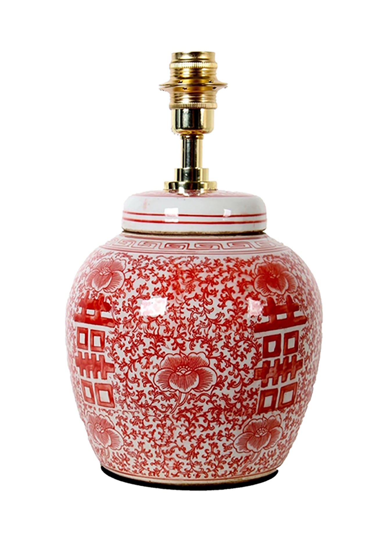 Coral Double Happiness Ginger Jar Table Lamp Base