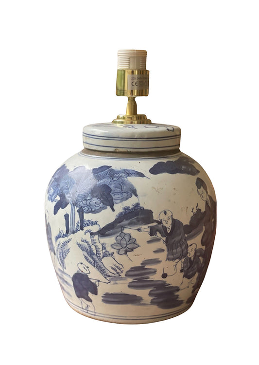 Boys at Play Ginger Jar Lamp