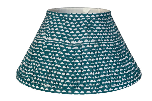 Azure Block-Print Cotton Gathered Lamp Shade