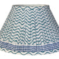 Aqua Squiggle Block-Print Cotton Gathered Lamp Shade