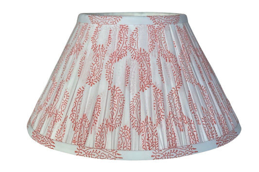 Coral Paisley Block-Print Cotton Gathered Lamp Shade