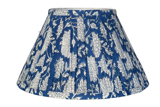 Lapis Block-Print Cotton Gathered Lamp Shade