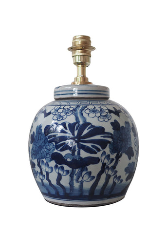 Lotus flower vintage ginger jar base
