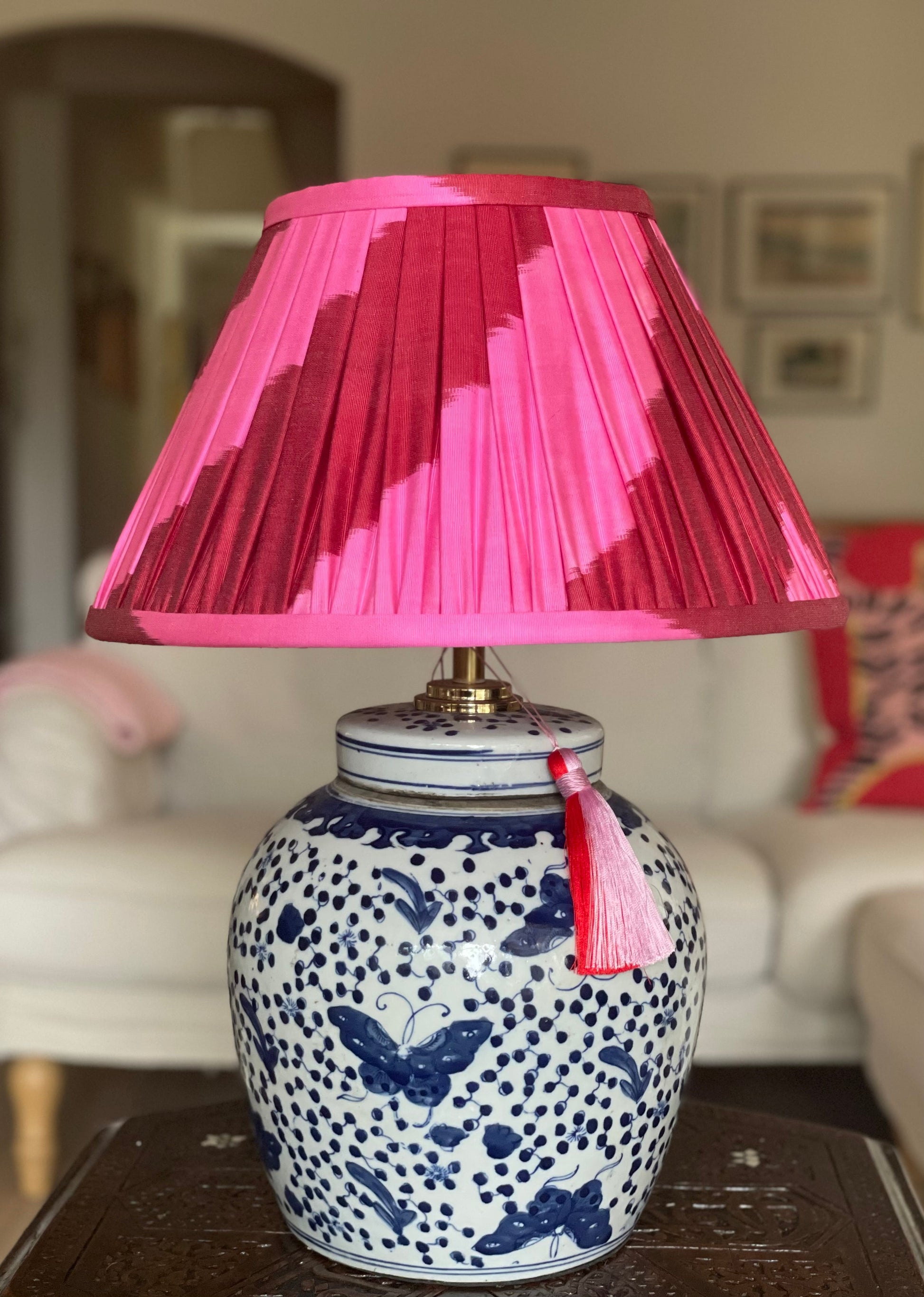Punch Silk Ikat Lamp Shade with Butterflies lamp