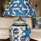 Sapphire Silk IKat Lamp Shade with Butterfly Pairs ginger jar lamp
