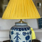 Sunrise Yellow Linen Lamp Shade with Shou Ginger Jar lamp Base