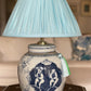 Sky Linen Lamp Shade with Cherubs ginger jar lamp base