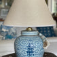 Woven Linen Lamp Shade with double happiness ginger jar lamp base