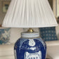 White Mulberry Silk Gathered Lamp Shade  with KHFC base