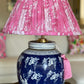 Thulian Block-Print Cotton Gathered Lamp Shade with Butterflies base