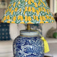 Lemon Grove Block-Print Cotton Gathered Lamp Shade with Evregreen base