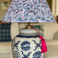 Anenome Block-Print Cotton Gathered Lamp Shade with Butterfly Pairs base