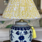 Buttercup Block-Print Cotton Gathered Lamp Shade with Shou base