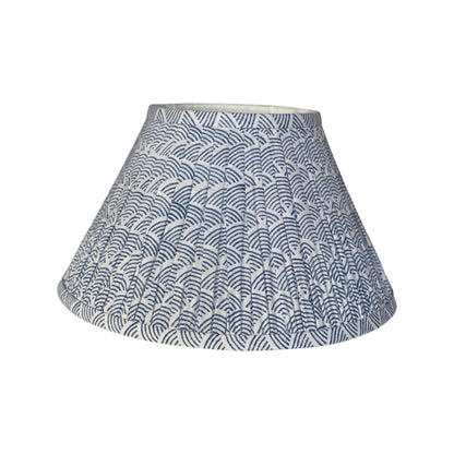 Indigo Wave Block-Print Cotton Gathered Lamp Shade