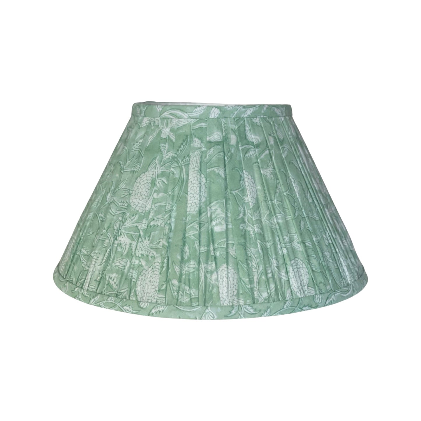 Sage Block-Print Cotton Gathered Lamp Shade