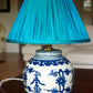 Peacock Thai Silk Gathered Lamp Shade with shou base