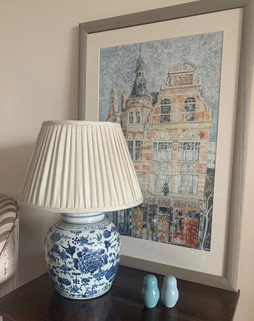 Magpie & Lotus ginger jar base and linen lamp shade