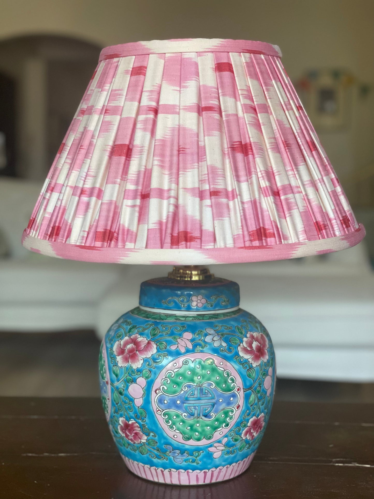 Blush Silk Ikat Lamp Shade