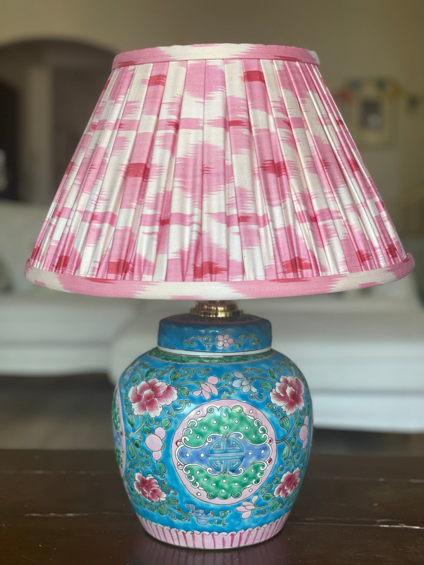Blush Silk Ikat Lamp Shade The Ginger Jar Lamp Co. Ltd.